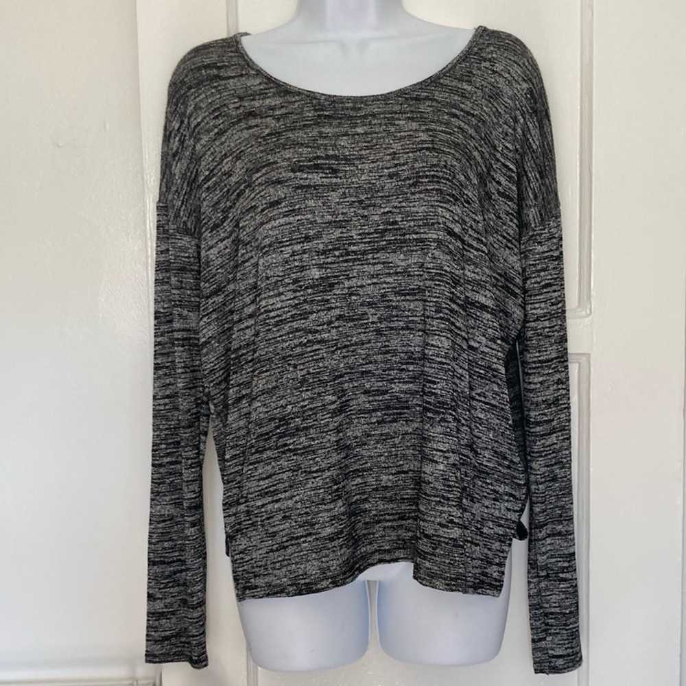 rag & bone Jean Mia’ Black Heather Soft Long Sleeve Casual Top Sweater NWT